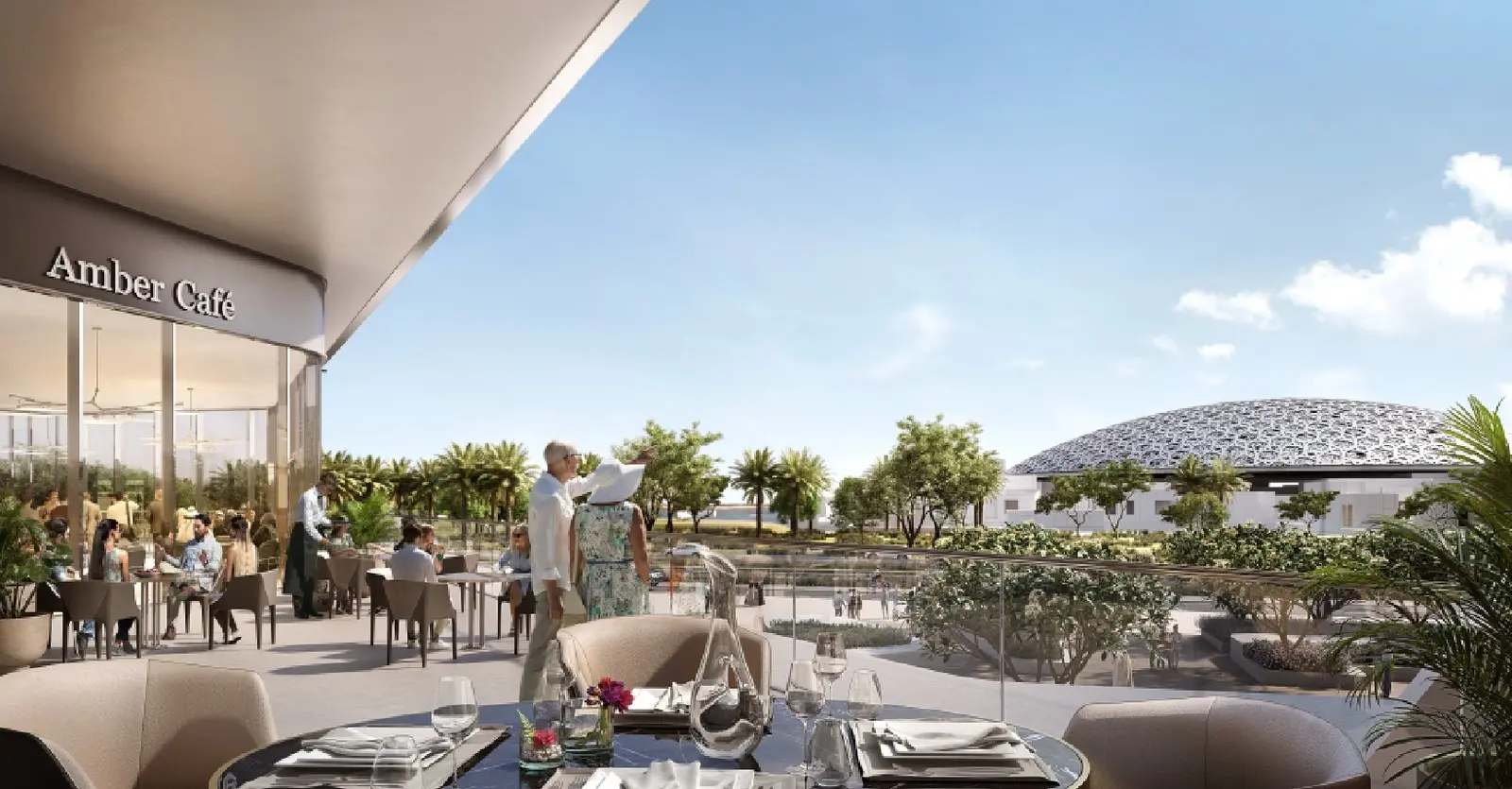 Wide view: project within Saadiyat’s island greenery and art district hub