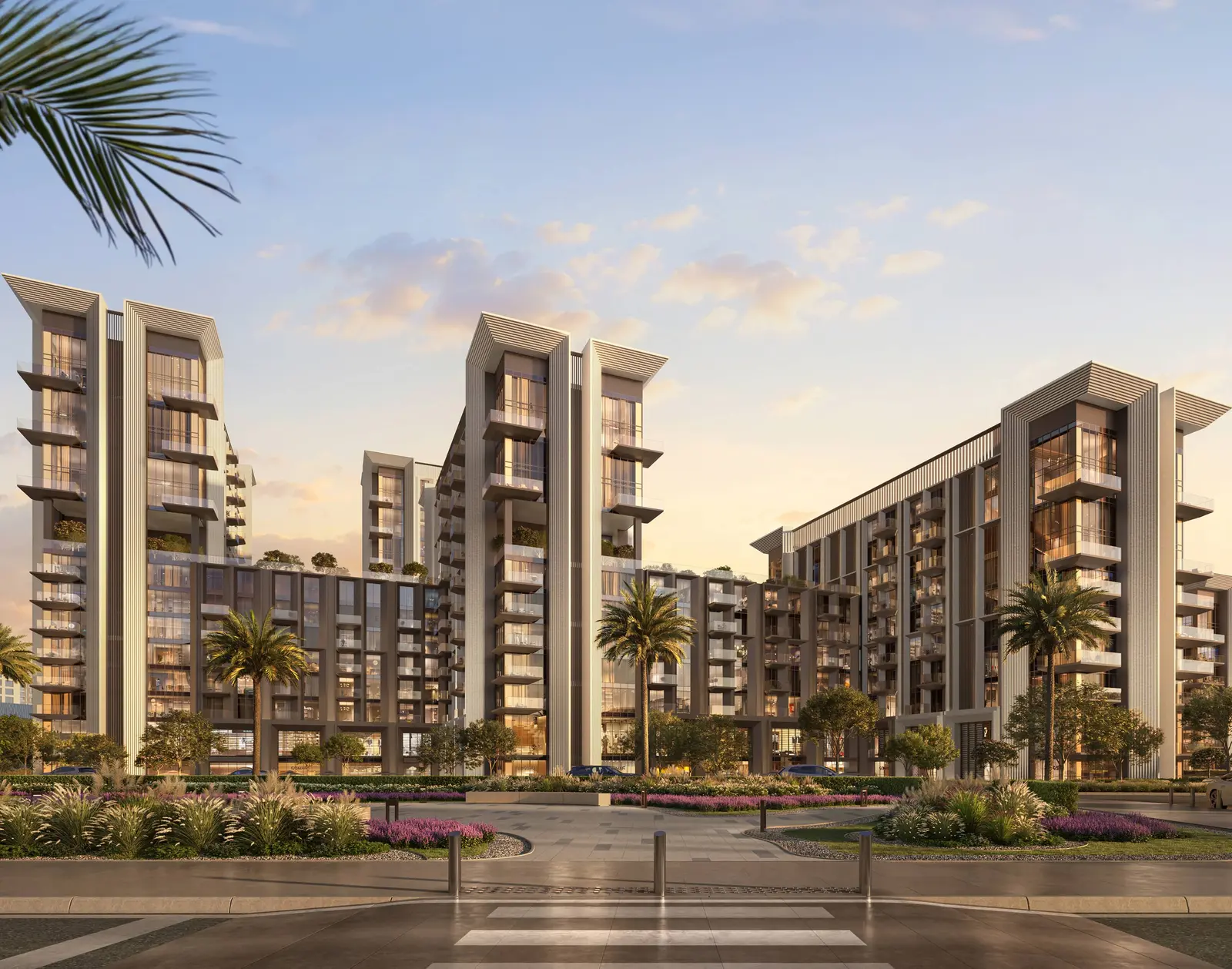 Sei Saadiyat residential towers exterior with modern façade and landscaped courtyards