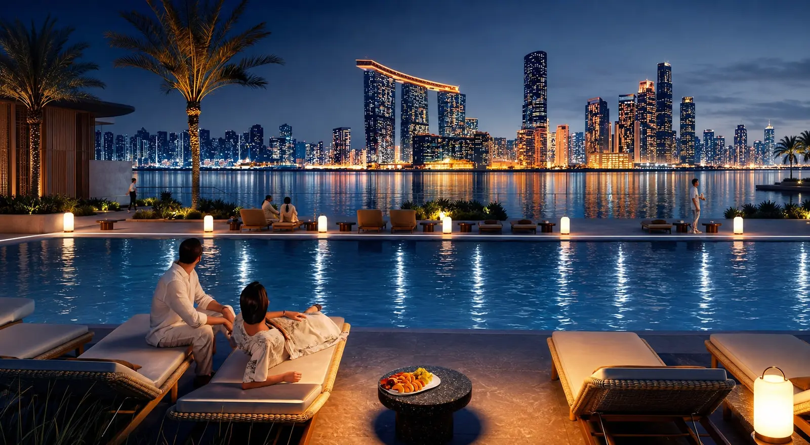 Marsa Al Saadiyat swimming pool night view