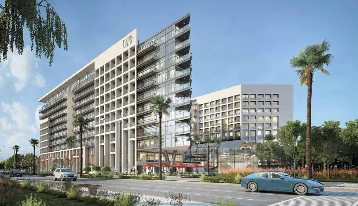Main entrance of Park View featuring modern design and welcoming ambiance on Saadiyat Island.