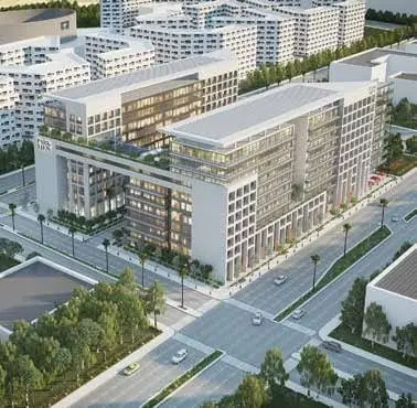 Landscaped gardens and walking paths surrounding Park View creating a serene residential environment.