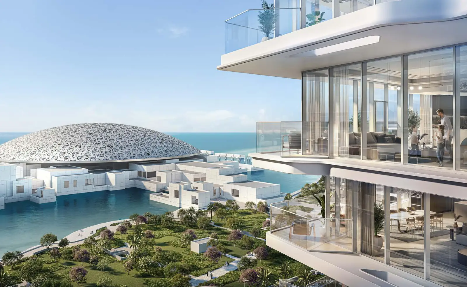 Architectural masterpiece exterior of Louvre Abu Dhabi Residences Saadiyat Island with sustainable design and cultural harmony.jpg