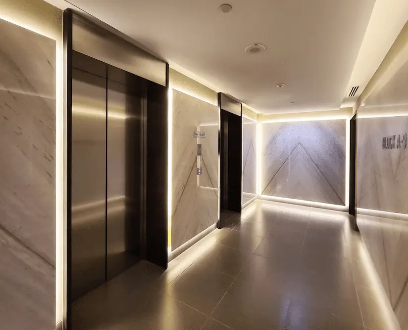 Open-plan living and dining area with seamless flow and cultural district views at Ajwan Towers.